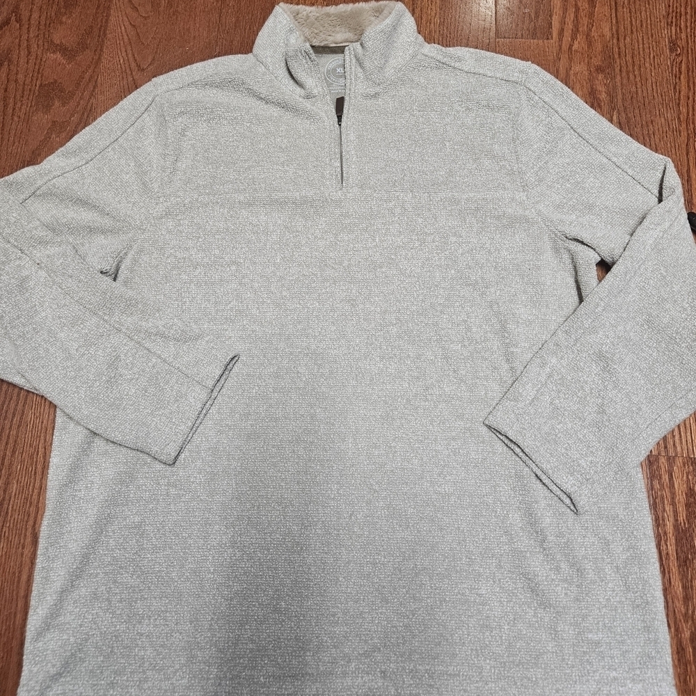 Gray Zip Up Sweater with Standing Collar